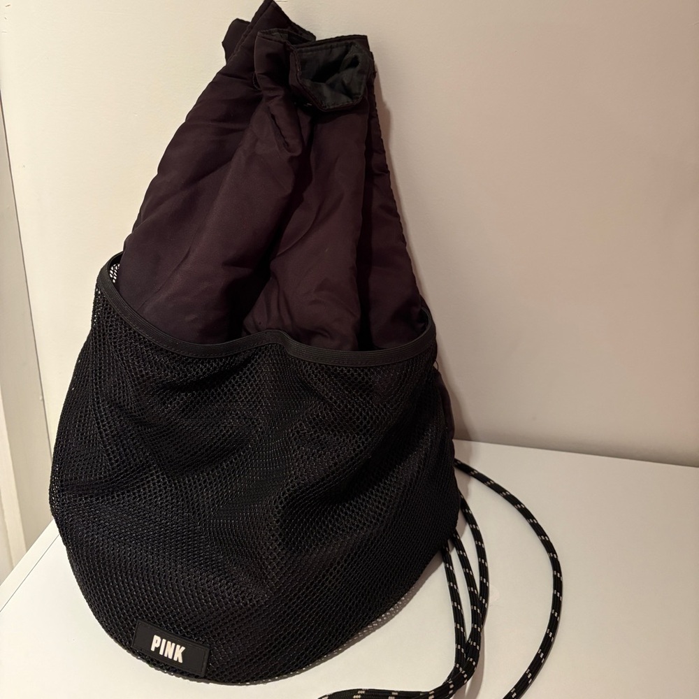 PINK Victoria's Secret Black Drawstring Satchel